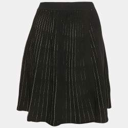 Sportmax Black Knit Pleated Mini Skirt S