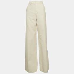 SportsMax Off-White Cotton Wide-Leg Trousers L