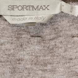 Pre Owned Sportmax Brown Embellished Lurex Knit Long Sleeve Top L 