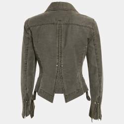 Pre Owned Sportmax Dark Grey Denim Zip-Up Jacket M