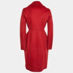 Sportmax Red Wool Felt Mid-Length Coat S
