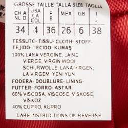 Sportmax Red Wool Felt Mid-Length Coat S