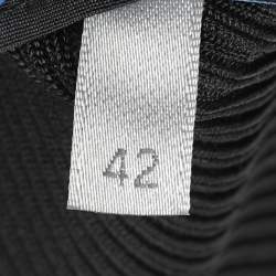 Pre Owned Sportmax Blue/Black Stretch Crepe Knit Midi Dress M