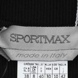 Pre Owned Sportmax Blue/Black Stretch Crepe Knit Midi Dress M