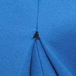 Pre Owned Sportmax Blue/Black Stretch Crepe Knit Midi Dress M