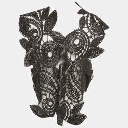 Pre Owned Sportmax Black Lace Elastic Band Trim Top S