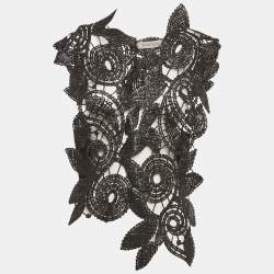 Pre Owned Sportmax Black Lace Elastic Band Trim Top S