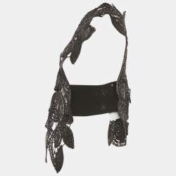 Pre Owned Sportmax Black Lace Elastic Band Trim Top S