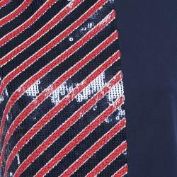 Pre Owned Sportmax Code Navy Blue Sequin Embellished Cotton T-Shirt M