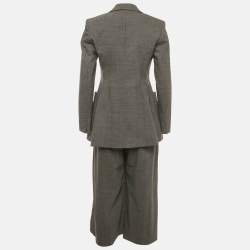 Pre Owned Sportmax Grey Wool Open Front Suit M