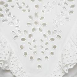 Pre Owned Sportmax White Broderie Anglaise Cotton Ometto Crop Top M