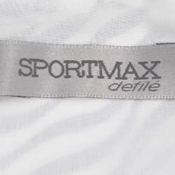 Pre Owned Sportmax Blue/White Animal Print Cotton Drawstring Long Sleeve Tops S