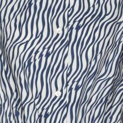 Pre Owned Sportmax Blue/White Animal Print Cotton Drawstring Long Sleeve Tops S