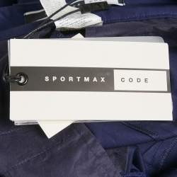 Pre Owned Sportmax Navy Blue Cotton Contrast Side Trim Wide Leg Trousers S