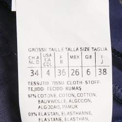 Pre Owned Sportmax Navy Blue Cotton Contrast Side Trim Wide Leg Trousers S