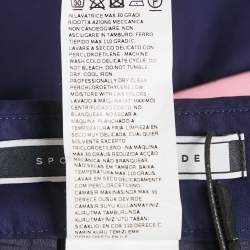 Pre Owned Sportmax Navy Blue Cotton Contrast Side Trim Wide Leg Trousers S