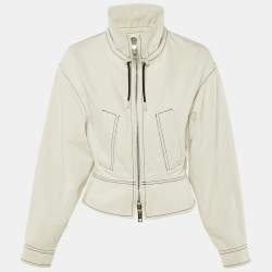 Pre Owned Sportmax Ecru Cotton & Linen Zip Up Jacket S
