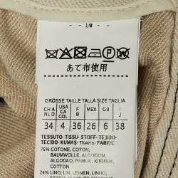 Pre Owned Sportmax Ecru Cotton & Linen Zip Up Jacket S