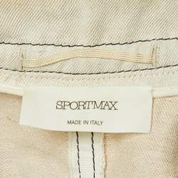 Pre Owned Sportmax Ecru Cotton & Linen Zip Up Jacket S