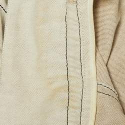 Pre Owned Sportmax Ecru Cotton & Linen Zip Up Jacket S