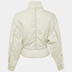 Pre Owned Sportmax Ecru Cotton & Linen Zip Up Jacket S