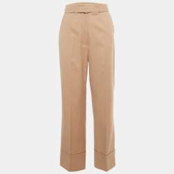 Pre Owned Sportmax Code Pink Gabardine Belted Straight-Leg Pants S