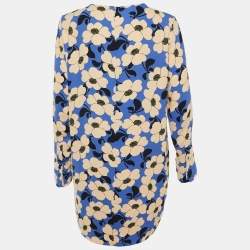 Pre Owned Sportmax Code Blue Floral Print Crepe Mini Dress L