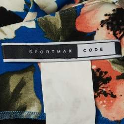 Pre Owned Sportmax Code Blue Floral Print Crepe Mini Dress M
