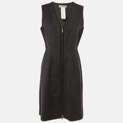 Pre Owned Sportmax Grey/Black Wool Sleeveless Dress M