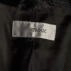 Pre Owned معطف سبورت ماكس صوف أسود بفرو تقليم مقاس صغير - سمول