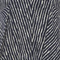 مملوكة مسبقًا فستان سبورت ماكس كريب ق صير مع بيبلوم مقلم أزرق كحلي/أبيض مقاس متوسط - ميديوم