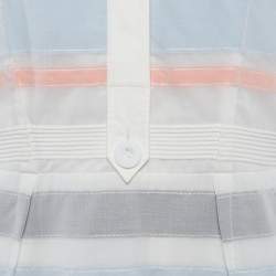 مملوكة مسبقًا Sportmax White Cotton Pintuck Detail Midi Dress L