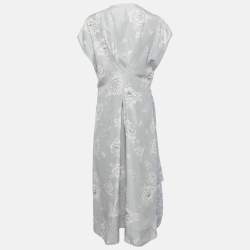 مملوكة مسبقًا Sportmax Blue Floral Print Asymmetrical Midi Dress M