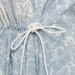 مملوكة مسبقًا Sportmax Blue Floral Print Asymmetrical Midi Dress M