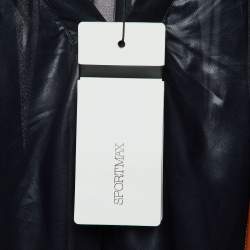 Pre Owned Sportmax Navy Blue Polyester Contrast Neck Detail Mini Dress M