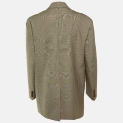 Pre Owned Sportmax Beige Houndstooth Pattern Crepe Oversized Blazer S