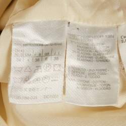 Pre Owned Sportmax Cream Floral Print Velvet Fur Trim Jacket S