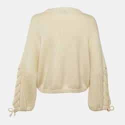 Pre Owned Sportmax Cream Knit Bell Sleeve Sweater S