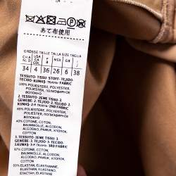 Pre Owned Sportmax Beige Cotton & Georgette Double Breasted Pleated Belted Coat S