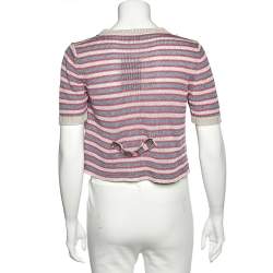 Sportmax Multicolor Striped Linen Knit Button Front Cardigan M