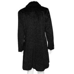 Pre Owned Sportmax Black Faux Fur Double Breasted Coat M