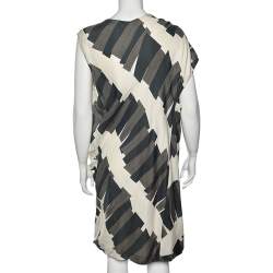 Pre Owned Sportmax Multicolored Printed Cotton Pleated Detailed Dress  M