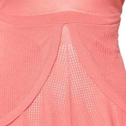 Sportmax Pink Perforated Knit Tie Back Overlay Top S