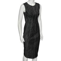 Pre Owned Sportmax Black Denim Sleeveless Sheath Dress S