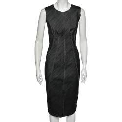Pre Owned Sportmax Black Denim Sleeveless Sheath Dress S