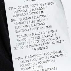 Pre Owned Sportmax Defile Monochrome Cotton Knit & Sateen Asymmetric Hem Midi Dress S