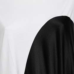 Pre Owned Sportmax Defile Monochrome Cotton Knit & Sateen Asymmetric Hem Midi Dress S