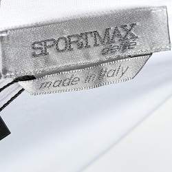 Pre Owned Sportmax Defile Monochrome Cotton Knit & Sateen Asymmetric Hem Midi Dress S