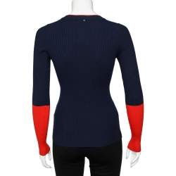 Pre Owned Sportmax Color Block Rib Knit Sweater Top S