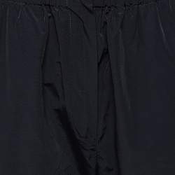 Pre Owned Sportmax Black Synthetic Contrast Trim Ruched Zip Detail Pants M